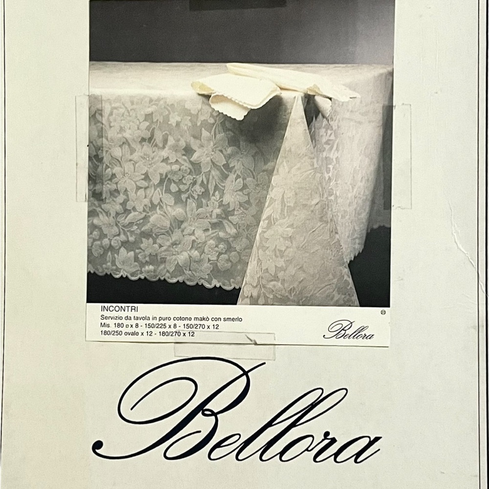Bellora Incontri ( Vintage Exquisite ItalianTeal satin Tablecloth/10 napkins - Picture 3 of 5
